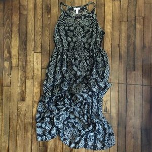 LIZ LANGE MATERNITY Sheer Black & Cream Maxi Dress